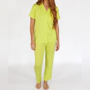 In My Sundays Mallory Ervin Lime Punch Short Sleeve Cropped Pant Pajama Set XXL